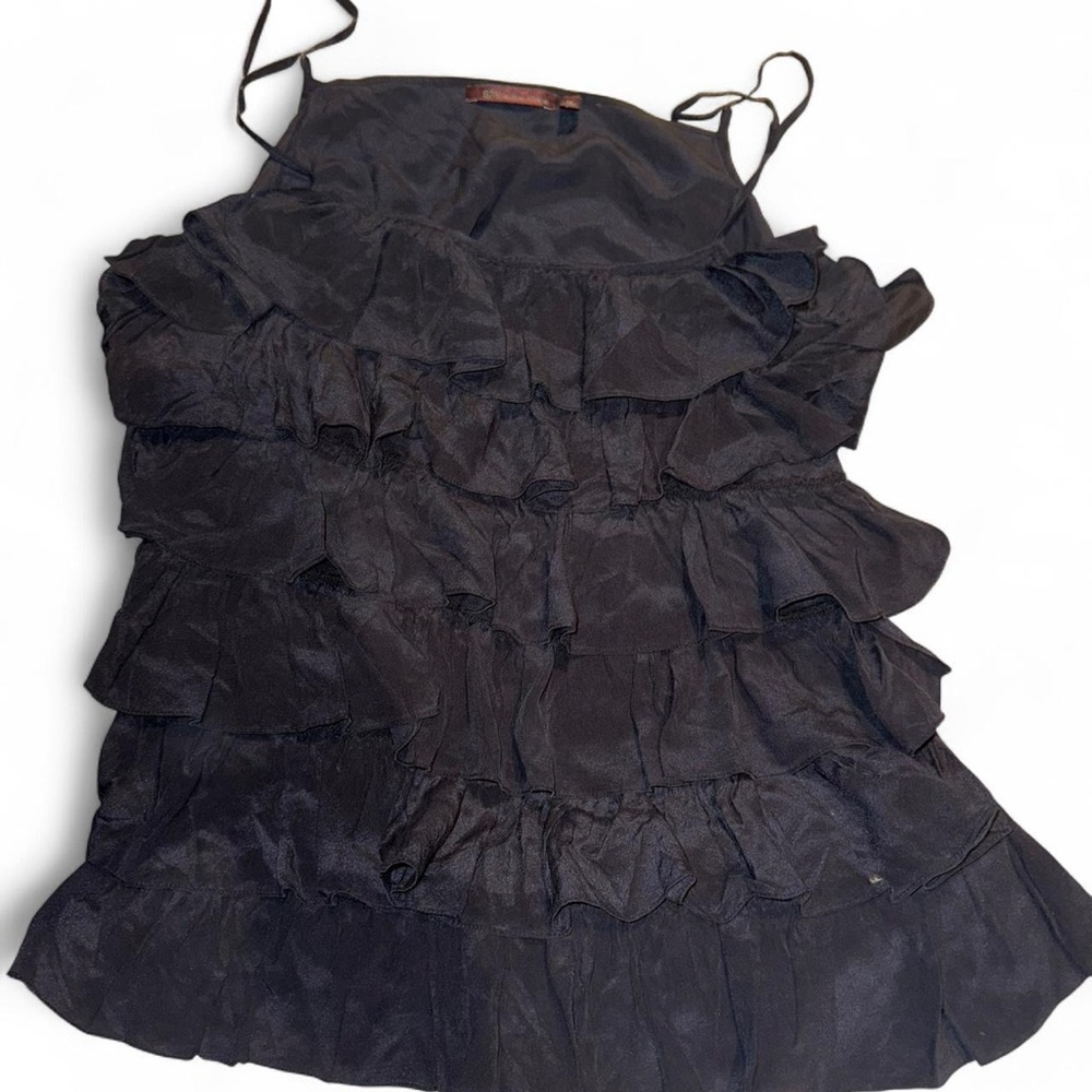 525 America Black Silk Camisole with ruffles
